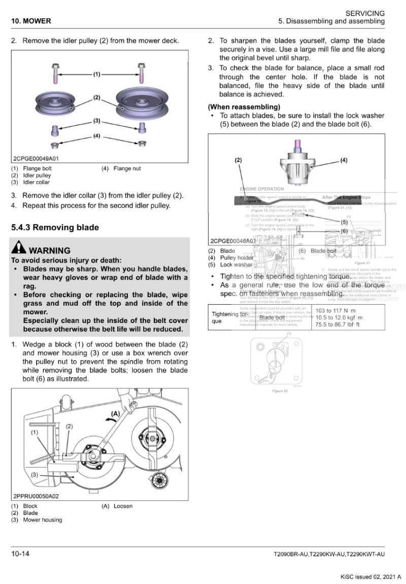 Photo 1 - Kubota T2290BR-AU T2290KW-AU T2290KWT-AU Workshop Manual Mower 9Y111-18082 in PDF