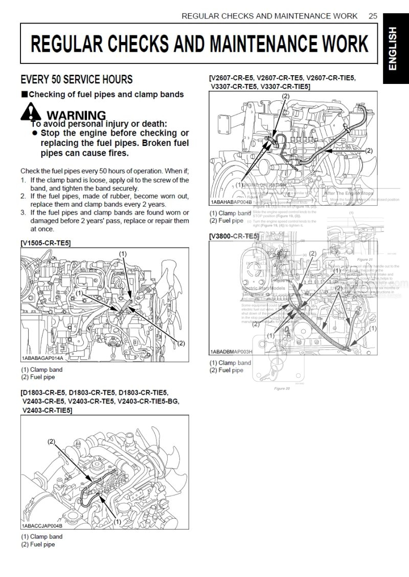 Photo 1 - Kubota V1505-CR-TE5 To V3800-CR-TE5-BG Operators Manual Diesel Engine in PDF