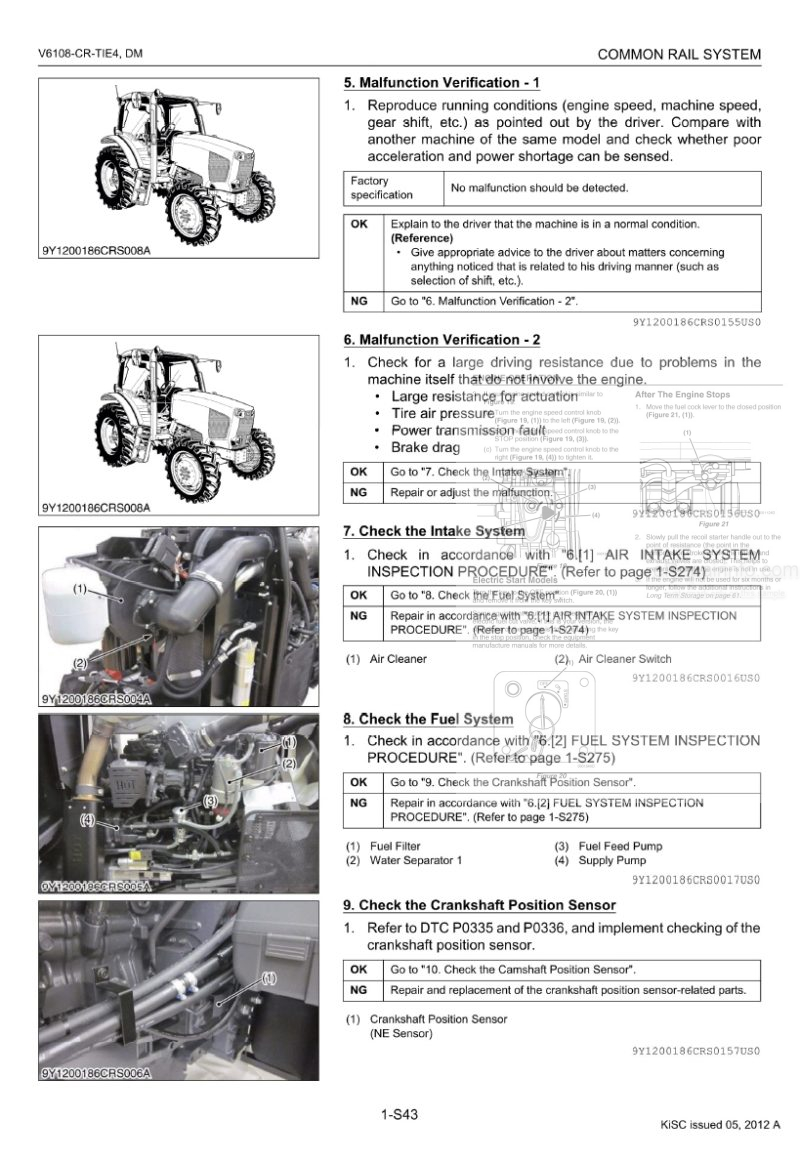 Photo 1 - Kubota V6108-CR-TIE4 Diagnosis Manual Common Rail System 9Y110-01860 in PDF